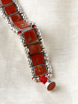 Square Cut Coral Sterling Silver Bracelet