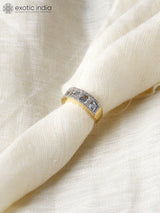 Blue Topaz and Cubic Zirconia Gold Plated Silver Ring