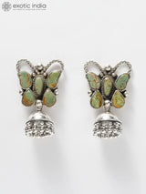 Tibetan Turquoise Butterfly Sterling Silver Jhumka Earrings