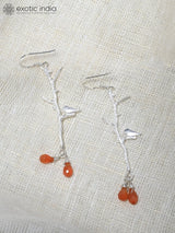 Bird on Branch Sterling Silver Earrings with Faceted Gemstone