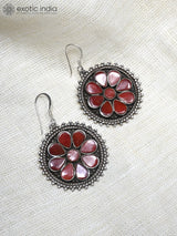 Coral Gemstone Sterling Silver Hook Earrings