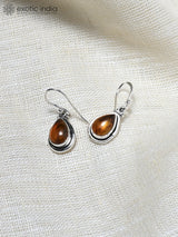 Amber Teardrop Sterling Silver Hook Earrings