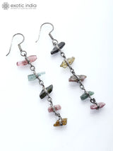 Tourmaline Chip Sterling Silver Dangle Earrings