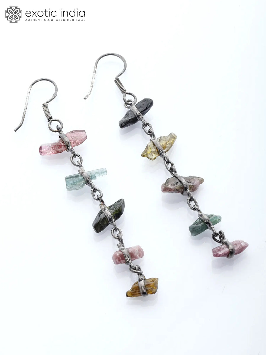 Tourmaline Chip Sterling Silver Dangle Earrings