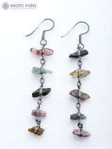 Tourmaline Chip Sterling Silver Dangle Earrings