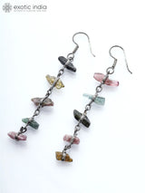 Tourmaline Chip Sterling Silver Dangle Earrings