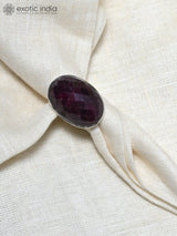 Faceted Oval Ruby Sterling Silver Ring