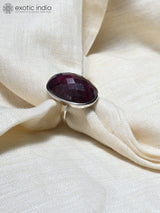 Faceted Oval Ruby Sterling Silver Ring