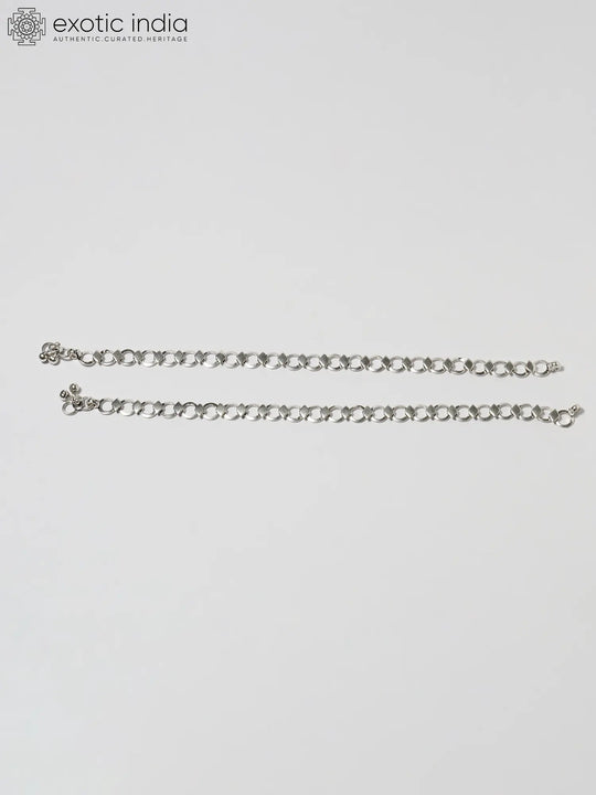 Circular Link Sterling Silver Chain Anklet