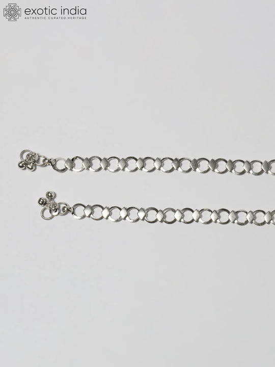 Circular Link Sterling Silver Chain Anklet