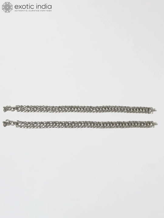 Sterling Silver Anklet with Traditional Motifs