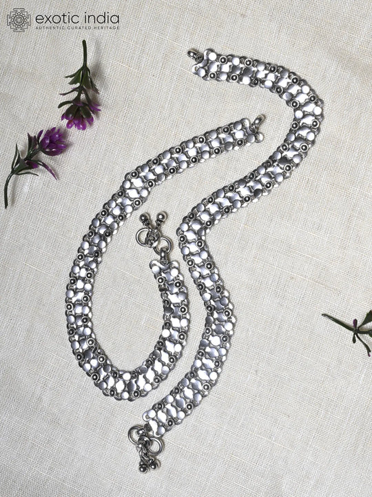 Sterling Silver Anklet with Traditional Motifs