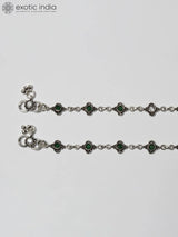 Faceted Green Onyx and CZ Sterling Silver Anklet