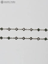Faceted Green Onyx and CZ Sterling Silver Anklet