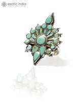 Turquoise Floral Sterling Silver Adjustable Ring