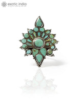 Turquoise Floral Sterling Silver Adjustable Ring