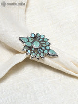Turquoise Floral Sterling Silver Adjustable Ring