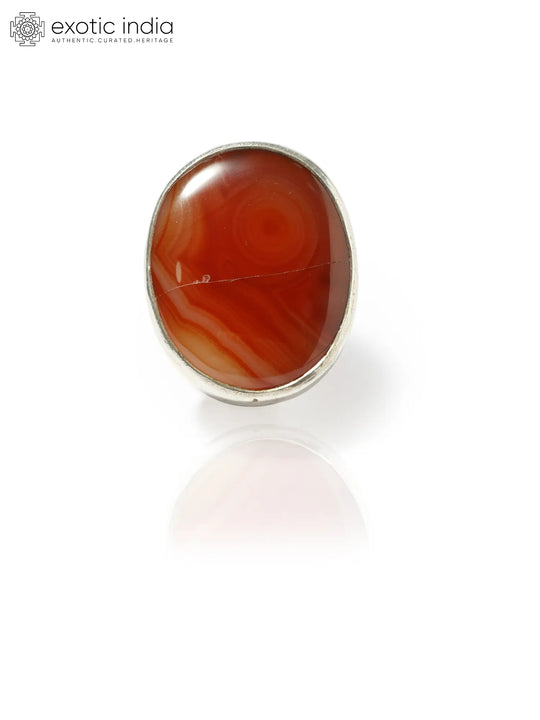 Oval Sardonyx Banded Agate Sterling Silver Ring