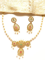 Colourful Meenakari Brass Necklace Set with Earrings