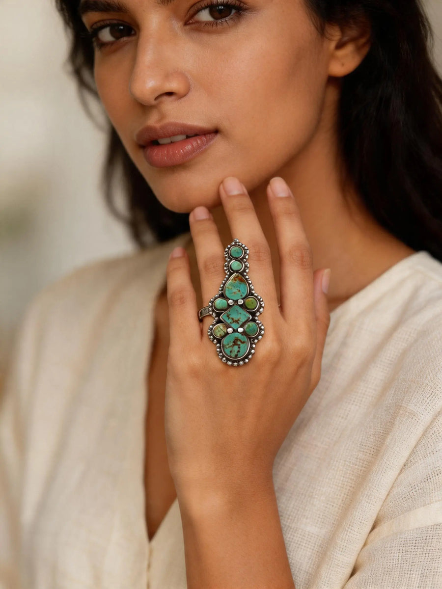 Royston Turquoise Adjustable Sterling Silver Ring
