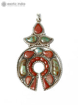 Royston Turquoise and Coral Sterling Silver Pendant