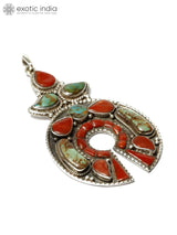 Royston Turquoise and Coral Sterling Silver Pendant