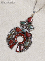 Royston Turquoise and Coral Sterling Silver Pendant