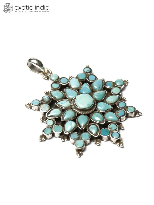 Turquoise Star Motif Sterling Silver Pendant