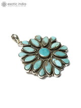 Floral Persian Turquoise Sterling Silver Pendant