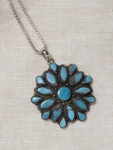 Floral Persian Turquoise Sterling Silver Pendant