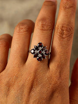 Garnet Stone Studded Sterling Silver Ring