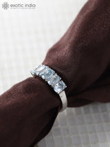 Oval Faceted Blue Topaz Sterling Silver Ring