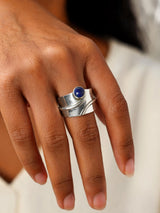 Lapis Lazuli Round Cut Sterling Silver Ring