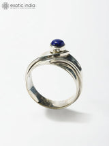 Lapis Lazuli Round Cut Sterling Silver Ring