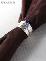 Lapis Lazuli Round Cut Sterling Silver Ring