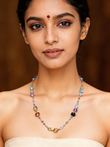 Faceted Multi-Stone Sterling Silver Necklace