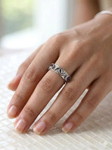 Multi Gemstone Studded Sterling Silver Band Ring