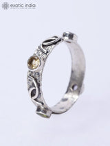 Multi Gemstone Studded Sterling Silver Band Ring