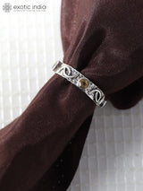 Multi Gemstone Studded Sterling Silver Band Ring