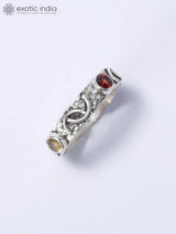 Multi Gemstone Studded Sterling Silver Band Ring