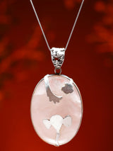 Rose Quartz and Silver Ganesha Sterling Silver Pendant