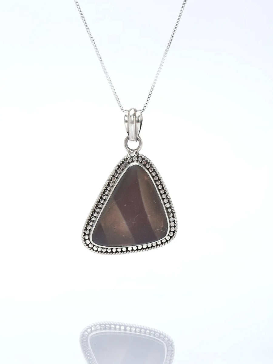 Sterling Silver Triangle Pendant with Geometric Detailing