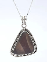 Sterling Silver Triangle Pendant with Geometric Detailing