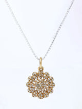 Diamond Flower Gold Plated Sterling Silver Pendant