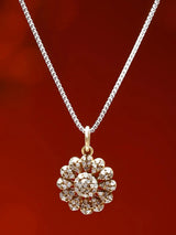 Diamond Flower Gold Plated Sterling Silver Pendant