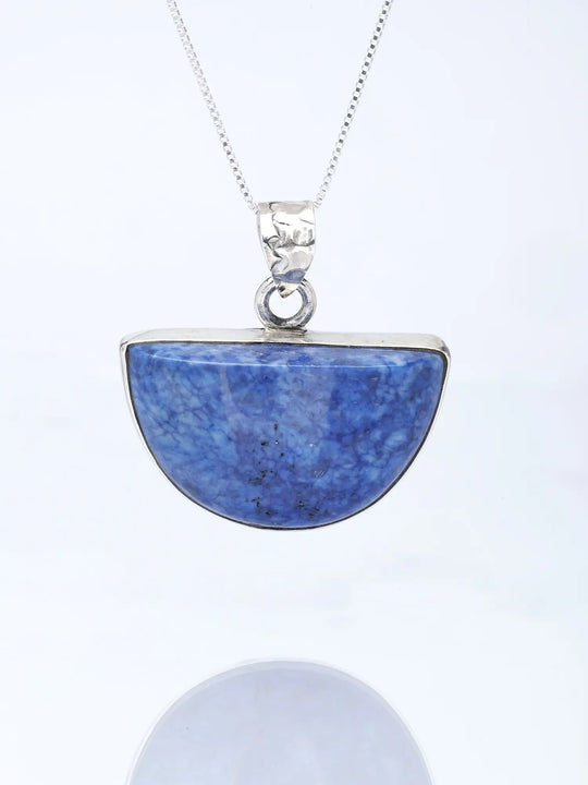 Sodalite Semicircle Sterling Silver Pendant