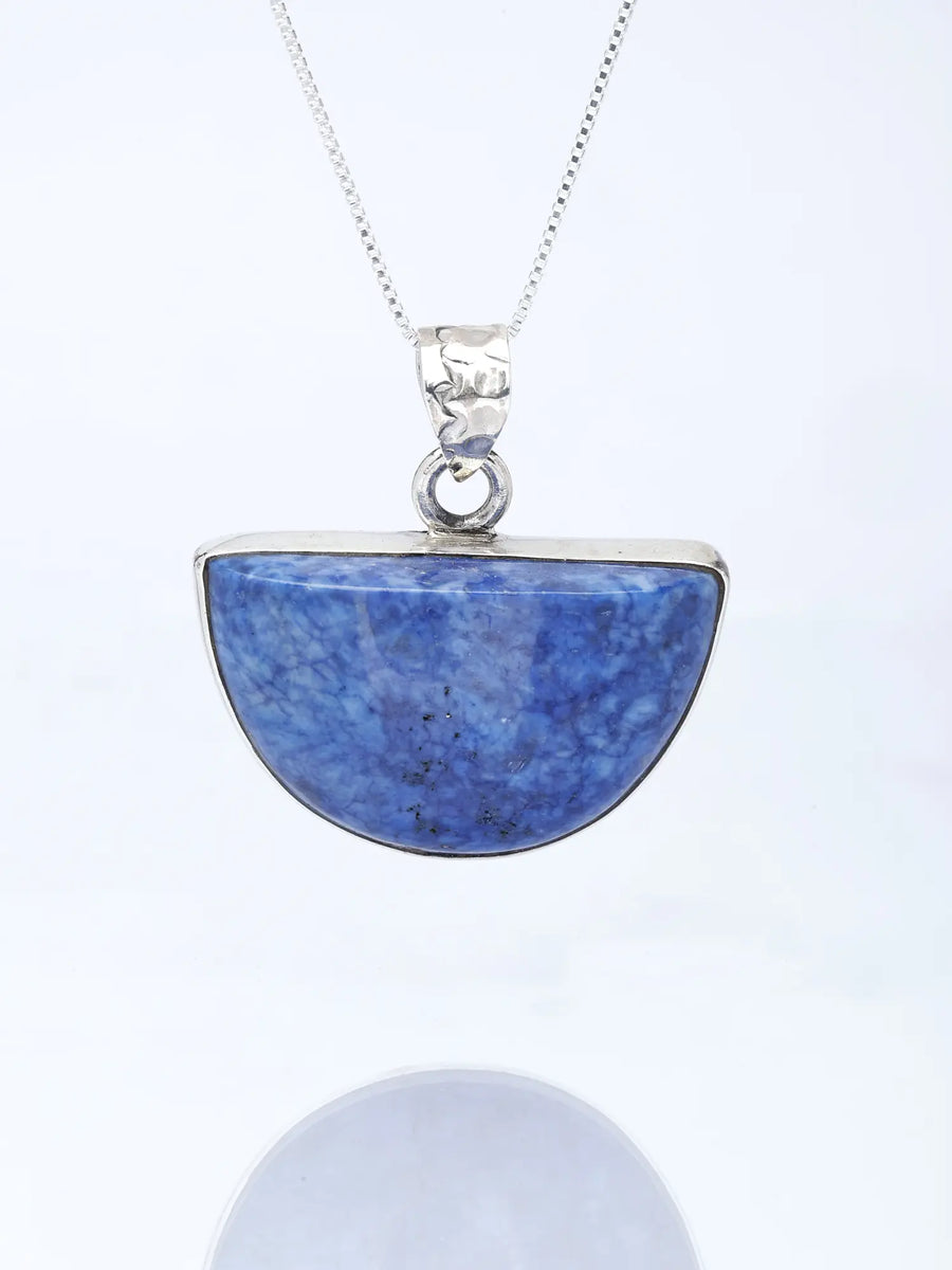 Sodalite Semicircle Sterling Silver Pendant