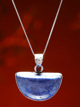 Sodalite Semicircle Sterling Silver Pendant