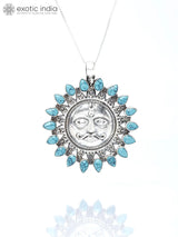 Lord Surya Sterling Silver Pendant with Tibetan Turquoise