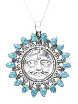Lord Surya Sterling Silver Pendant with Tibetan Turquoise